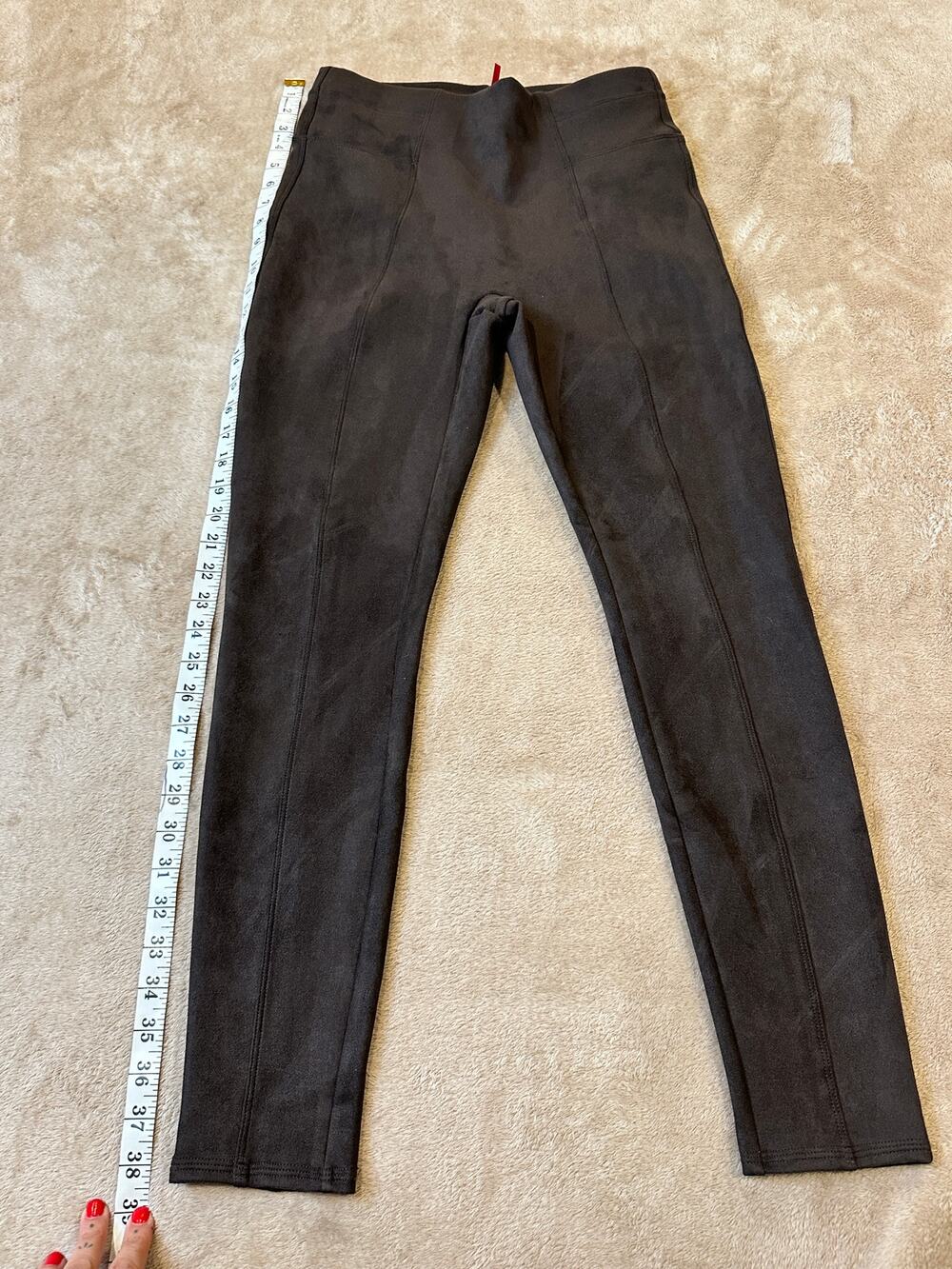 SPANX Faux Suede Leggings Brown Shaping Skinny Pants Size Medium